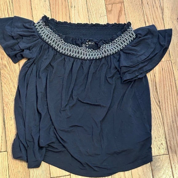 American Eagle Soft & Sexy T Shirt Off Shoulder  Gray Small - Picture 1 of 1